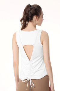 Women's Back Cutout Drawstring Workout Tank Top