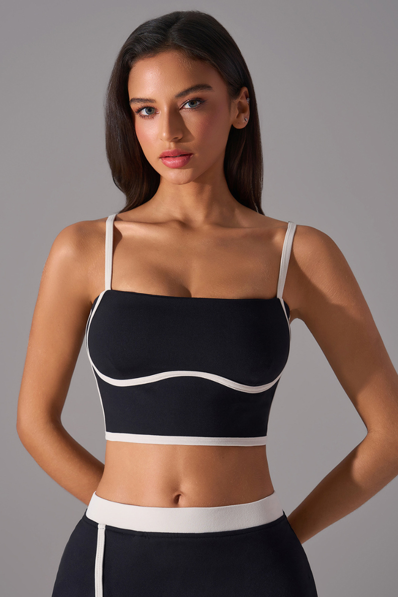Women's Color Block Bra - Sexy Strappy Back Support Sports Bra