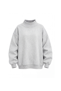 Women's Fall Solid Side-Slit Neckline Mock Neck Sweatshirt