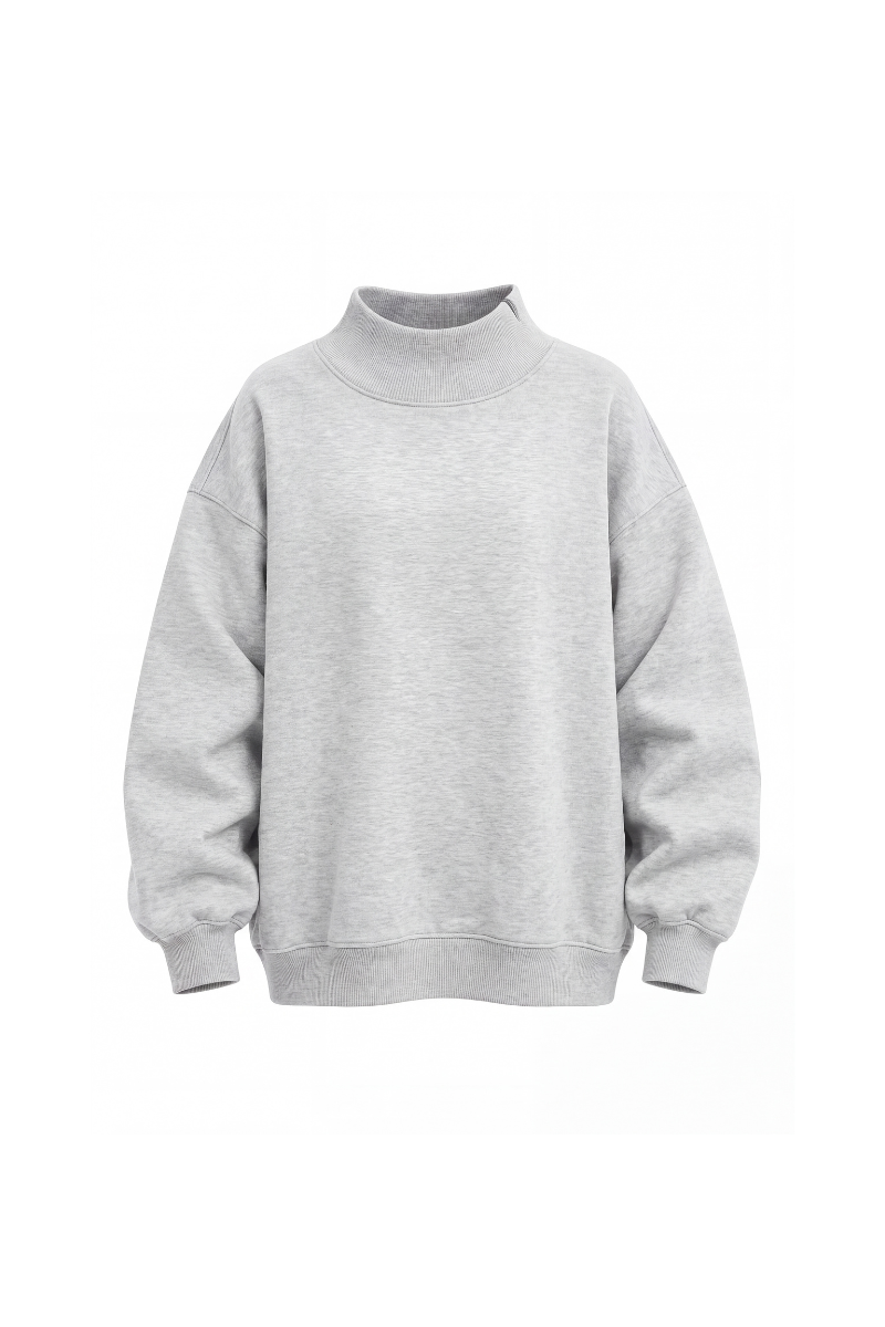 Women's Fall Solid Side-Slit Neckline Mock Neck Sweatshirt