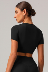 Women's Cropped Crew Neck Short Sleeve T-Shirt