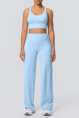 Women's Set:U-neck Sexy Crisscrossed  Bra And Wide Leg Pants