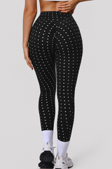 Women's Polka-Dot High-Waist Criss-Cross Hollow-Out Leggings