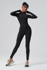 Women's Zip Slim Buttocks Lift Sculpting Longsleeve Jumpsuit