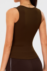 Women's U-Neck Ribbed Form-Fitting Yoga Tank Top