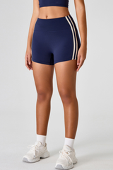 Women's Athletic Color-Block Strap High-Waist Yoga Shorts