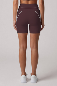 Women's Stripe Contrast High Waist No Front Seam Shorts