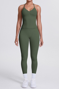 High-Waist Seamless Yoga Set - Halter Neck, Quick-Dry Fitness Outfit