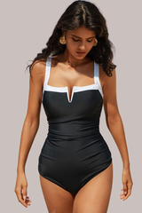 Women's Color-Block Square-Neck One-Piece Swimsuit
