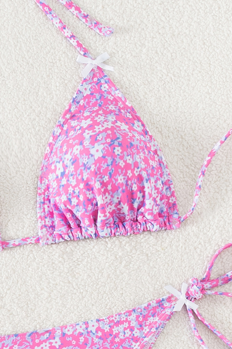 Women's Floral Print Tie Side Triangle Cup Bikini