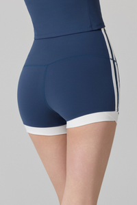 Women's Side Contrast Double Stripes Slim Fit Sports Shorts