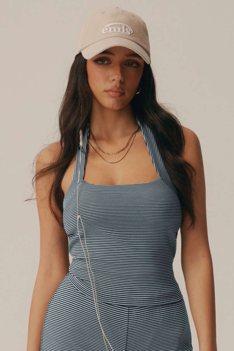 Women's Striped Halter Square Neck Padded Yoga Tank Top