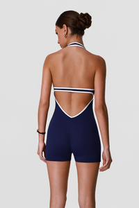 Women's Color-Block Halter U-neck One-Piece Sports Jumpsuits