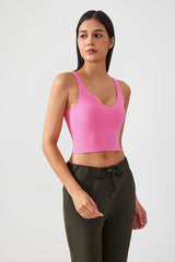 Women Fixed Bra Pads U-Back Nude Shape Fitness Yoga Exercise Vest