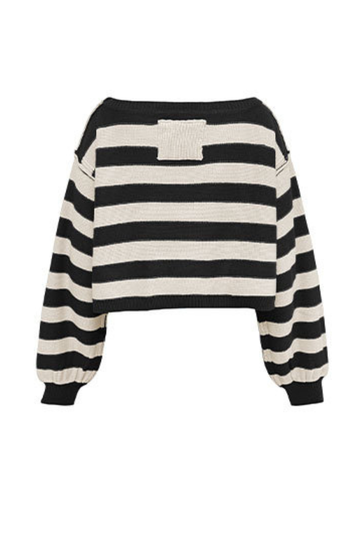 Women's Winter Boat Neck Boho Striped Cropped Knit Sweater