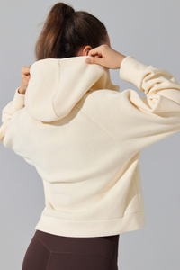 Women's Fall/Winter Fleece Half Zip Cropped Thermal Hoodie