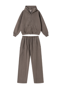 Unisex Fall Vintage Cotton Set:Hooded Jacket And Sweatpants