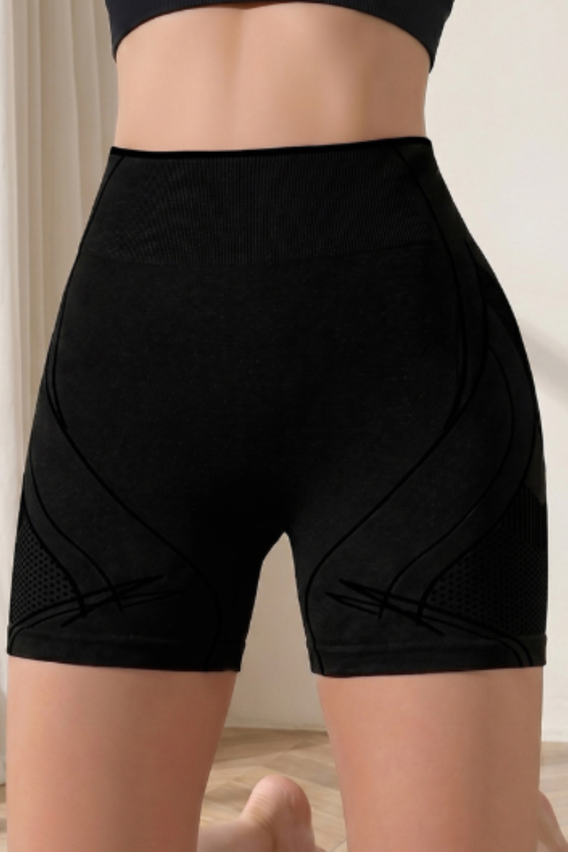 Women's Seamless Color-block Pleated Buttocks Lift Shorts