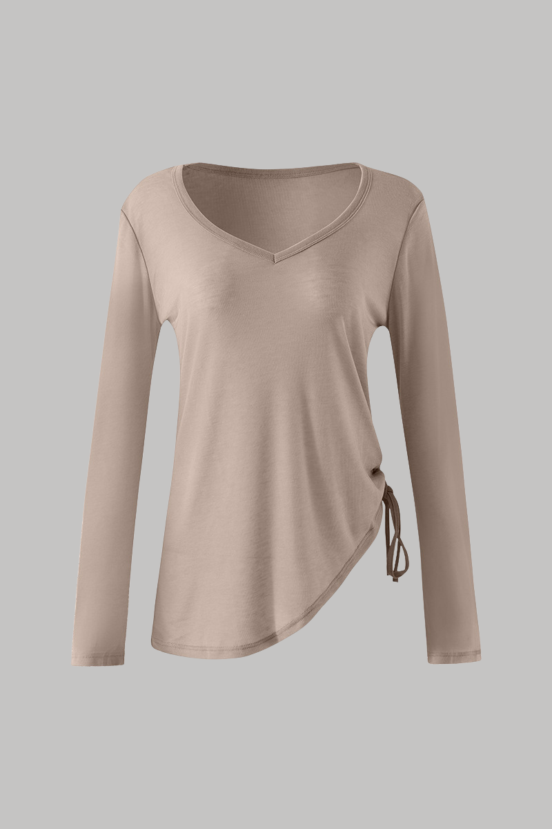 Women's V-Neck Side Drawstring Sheer Lazy Style Cover Up