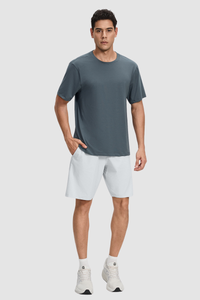 Men's Summer Basic Loose Round-Neck Breathable Solid Tee