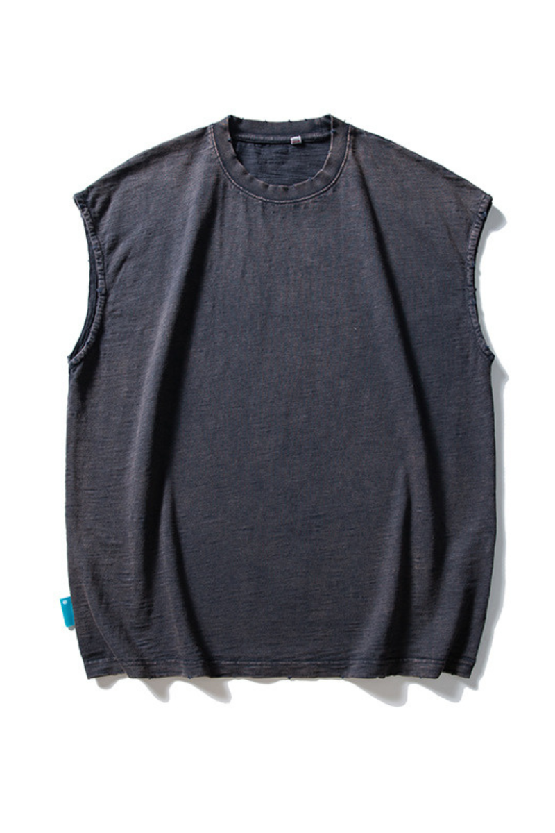 Unisex Washed Vintage Oversized Drop Shoulder Tank Top