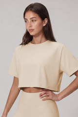 Women's Loose Fit Cropped Workout Short Sleeve T Shirt