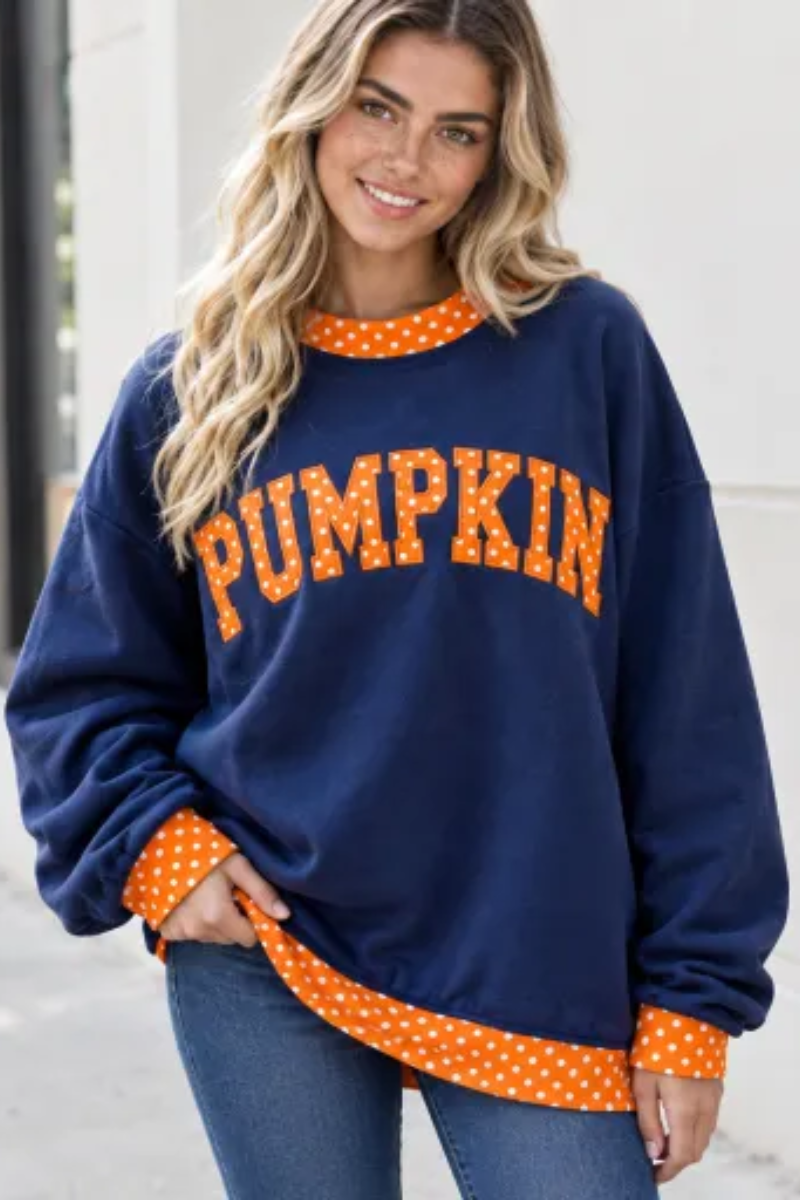 Women's Fall Letter Appliqué Embroidery Mockneck Sweatshirt