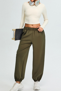 Women's Set:U-back Long Sleeves T-shirt And Cuffed Sweatpant