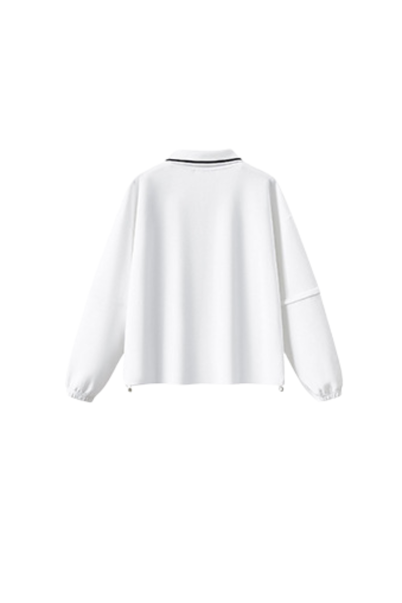 Men's Fall V-Neck Polo Collar Detachable-Sleeve Sweatshirt