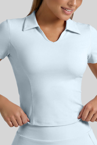 Women's Collared V‑Neck Slim Fit Short Sleeve Polo Top