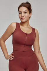 Plus Size Women's High-Strength Zipper Wide Strap Sports Bra