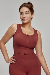 Plus Size Women's High-Strength Zipper Wide Strap Sports Bra