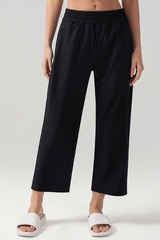 Women's Sports Solid Side Pocket Wide-Leg Pants