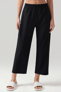 Women's Sports Solid Side Pocket Wide-Leg Pants