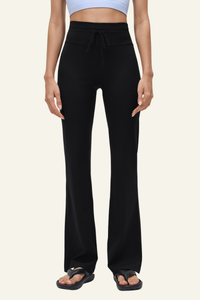 Women's Athletic High-Waist Drawstring Flared Yoga Pants.