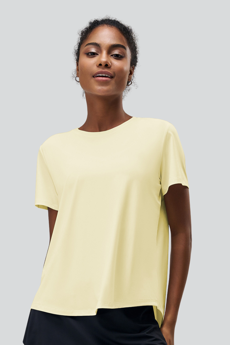 Women's Summer Back Slit Cooling Yoga Sports T-shirts