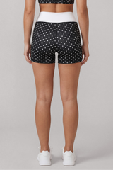 Women's Color Block Polka Dot High Waist Bike Shorts