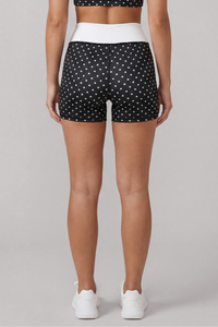 Women's Color Block Polka Dot High Waist Bike Shorts