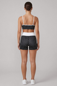 Women's Polka Dot Sports Bra & High Waist Bike Shorts Set