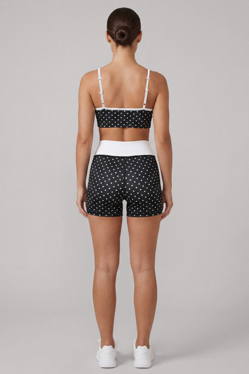 Women's Polka Dot Sports Bra & High Waist Bike Shorts Set