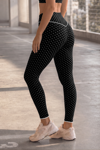 Women's Polka Dot V High Rise No Front Seam Yoga Leggings