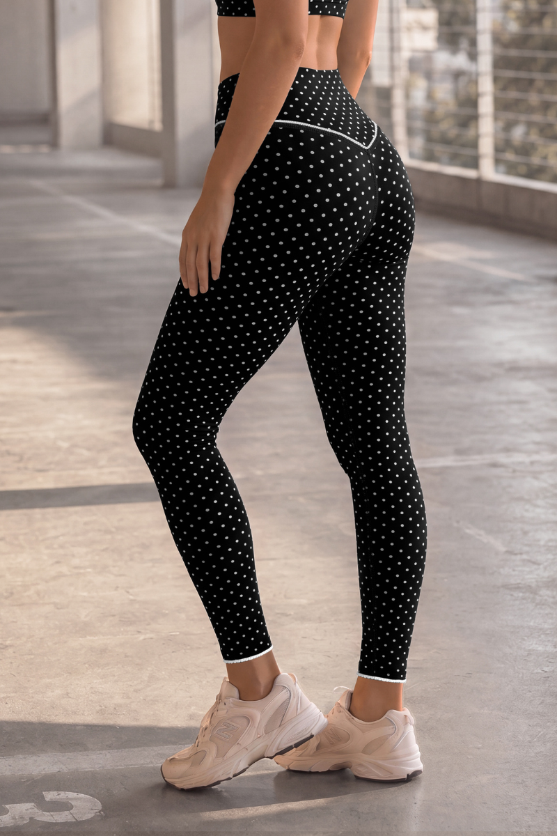 Women's Polka Dot V High Rise No Front Seam Yoga Leggings