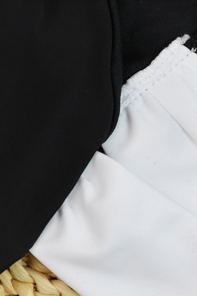 Women's Leopard Bandeau High Waist Bikini Set - Black White