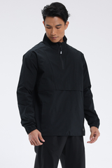 Men's Color Block Half Zip Mock Neck Outdoor Pullover Jacket