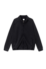 Men's Fall  100% Cotton Washed Faded Raw Edge Zip Up Jacket