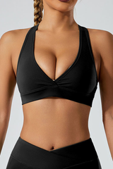 Women's deep V-neck triangle cup sports bra