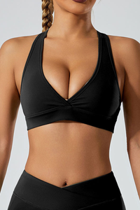 Women's deep V-neck triangle cup sports bra