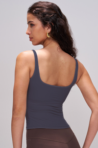 Women's Athletic Square Neck  Slim Fit Wide Strap Tank Top