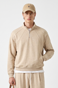 Men's  Fall 1/4 Zip Raglan Sleeve Mock Neck Sweatshirt