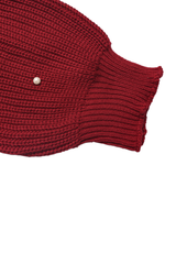 Pearled-decorated knitted cardigan